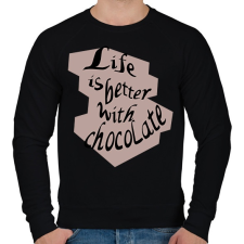 PRINTFASHION life is better with chocolate - Férfi pulóver - Fekete férfi pulóver, kardigán