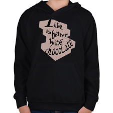 PRINTFASHION life is better with chocolate - Gyerek kapucnis pulóver - Fekete gyerek pulóver, kardigán
