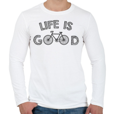 PRINTFASHION Life is good - Bike - Férfi hosszú ujjú póló - Fehér férfi póló