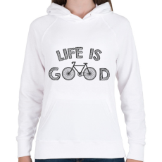 PRINTFASHION Life is good - Bike - Női kapucnis pulóver - Fehér