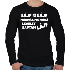 PRINTFASHION LIFE IS LIFE - Férfi hosszú ujjú póló - Fekete