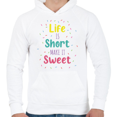 PRINTFASHION Life is short - Cukrász - Férfi kapucnis pulóver - Fehér