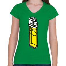 PRINTFASHION Lighter - Női V-nyakú póló - Zöld