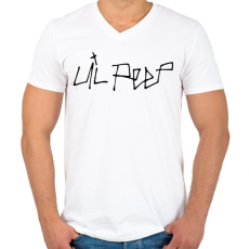 PRINTFASHION LIL PEEP - Férfi V-nyakú póló - Fehér