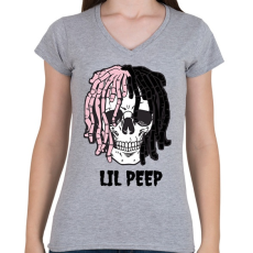 PRINTFASHION Lil Peep - Női V-nyakú póló - Sport szürke