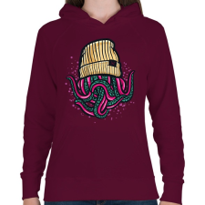 PRINTFASHION Lil Pump Octopus - Női kapucnis pulóver - Bordó női pulóver, kardigán