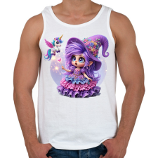 PRINTFASHION Lila boszorkány egyszarvúval - Férfi atléta - Fehér atléta, trikó