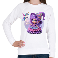 PRINTFASHION Lila boszorkány egyszarvúval - Női pulóver - Fehér