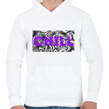 PRINTFASHION Lila CHILL - Férfi kapucnis pulóver - Fehér férfi pulóver, kardigán