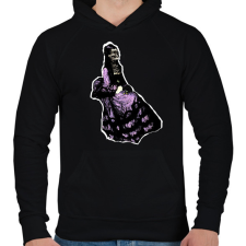 PRINTFASHION lila ruhás nő - Férfi kapucnis pulóver - Fekete férfi pulóver, kardigán