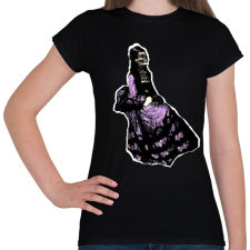 PRINTFASHION lila ruhás nő - Női póló - Fekete női póló