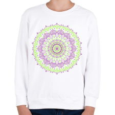 PRINTFASHION Lila-zöld mandala - Gyerek pulóver - Fehér gyerek pulóver, kardigán