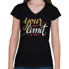 PRINTFASHION Limit - Női V-nyakú póló - Fekete női póló