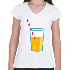PRINTFASHION Limonádé - Női V-nyakú póló - Fehér női póló