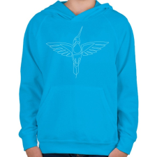 PRINTFASHION linebirdwh-01.png - Gyerek kapucnis pulóver - Azúrkék gyerek pulóver, kardigán