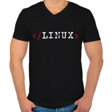 PRINTFASHION Linux - Férfi V-nyakú póló - Fekete férfi póló