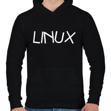 PRINTFASHION Linux rendszer - Férfi kapucnis pulóver - Fekete