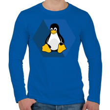 PRINTFASHION Linux Tux - Férfi hosszú ujjú póló - Királykék férfi póló