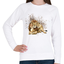 PRINTFASHION LION FAMILY - Női pulóver - Fehér női pulóver, kardigán