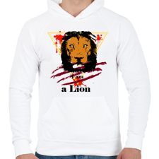 PRINTFASHION Lion - Férfi kapucnis pulóver - Fehér férfi pulóver, kardigán