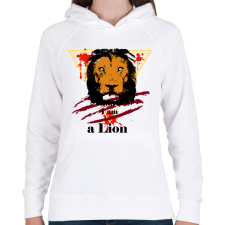 PRINTFASHION Lion - Női kapucnis pulóver - Fehér női pulóver, kardigán