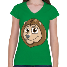 PRINTFASHION Lion - Női V-nyakú póló - Zöld