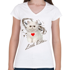 PRINTFASHION little kitten - Női V-nyakú póló - Fehér