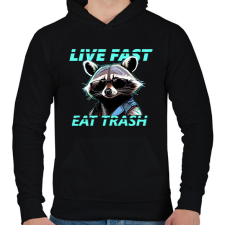 PRINTFASHION LIVE FAST EAT TRASH - Férfi kapucnis pulóver - Fekete férfi pulóver, kardigán