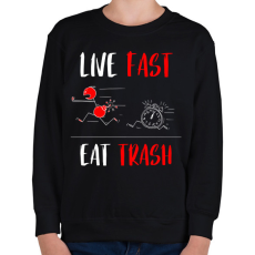 PRINTFASHION LIVE FAST! EAT TRASH! - Gyerek pulóver - Fekete