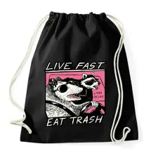 PRINTFASHION Live fast, eat trash - Sportzsák, Tornazsák - Fekete tornazsák