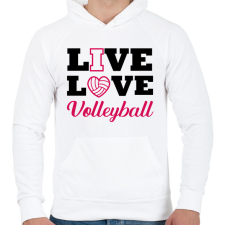 PRINTFASHION Live, Love, Volleyball - Férfi kapucnis pulóver - Fehér férfi pulóver, kardigán