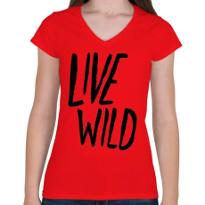 PRINTFASHION Live Wild - Női V-nyakú póló - Piros