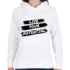PRINTFASHION Live your Potential - Női kapucnis pulóver - Fehér női pulóver, kardigán