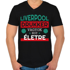 PRINTFASHION Liverpool drukker - Férfi V-nyakú póló - Fekete férfi póló