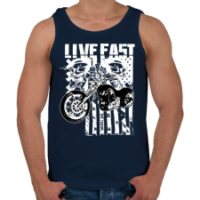 PRINTFASHION Lives Fast - Férfi atléta - Sötétkék atléta, trikó