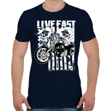 PRINTFASHION Lives Fast - Férfi póló - Sötétkék férfi póló