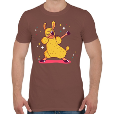 PRINTFASHION Llama Dabbing - Férfi póló - Mogyoróbarna férfi póló