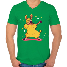 PRINTFASHION Llama Dabbing - Férfi V-nyakú póló - Zöld férfi póló