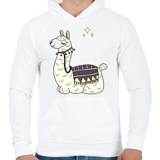 PRINTFASHION llama - Férfi kapucnis pulóver - Fehér férfi pulóver, kardigán