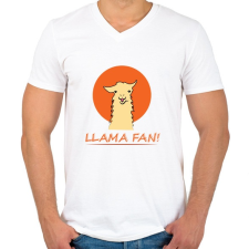 PRINTFASHION llama - Férfi V-nyakú póló - Fehér férfi póló