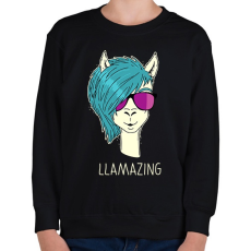 PRINTFASHION LLAMAZING - Gyerek pulóver - Fekete