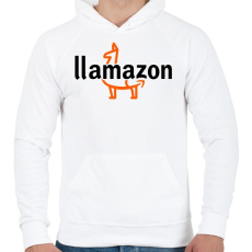 PRINTFASHION Llamazon - Férfi kapucnis pulóver - Fehér