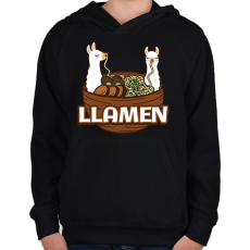 PRINTFASHION Llamen - Gyerek kapucnis pulóver - Fekete