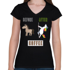 PRINTFASHION LO2 - Női V-nyakú póló - Fekete