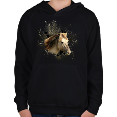 PRINTFASHION ló arc4 - Gyerek kapucnis pulóver - Fekete