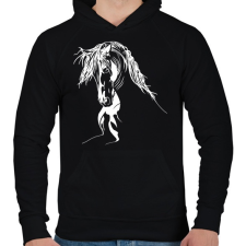 PRINTFASHION Ló arc - Férfi kapucnis pulóver - Fekete férfi pulóver, kardigán