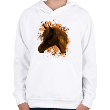 PRINTFASHION ló arckép - Gyerek kapucnis pulóver - Fehér gyerek pulóver, kardigán