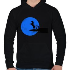 PRINTFASHION ló és a kék hold - Férfi kapucnis pulóver - Fekete