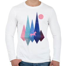 PRINTFASHION Ló és hegyek - Férfi hosszú ujjú póló - Fehér férfi póló