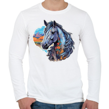 PRINTFASHION Ló - Férfi hosszú ujjú póló - Fehér férfi póló